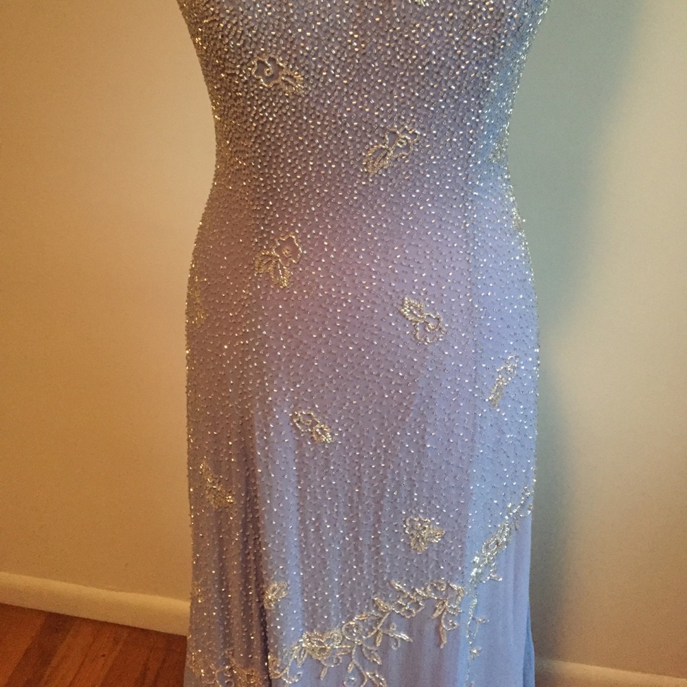 Women’s blue beaded formal gown SZ 8 - Picture 4 of 5
